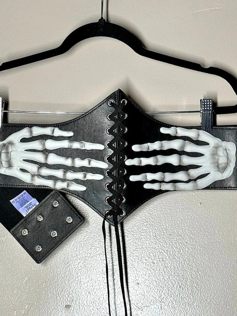 Spirit Skeletal Hand Lace-Up Corset Belt Black & White